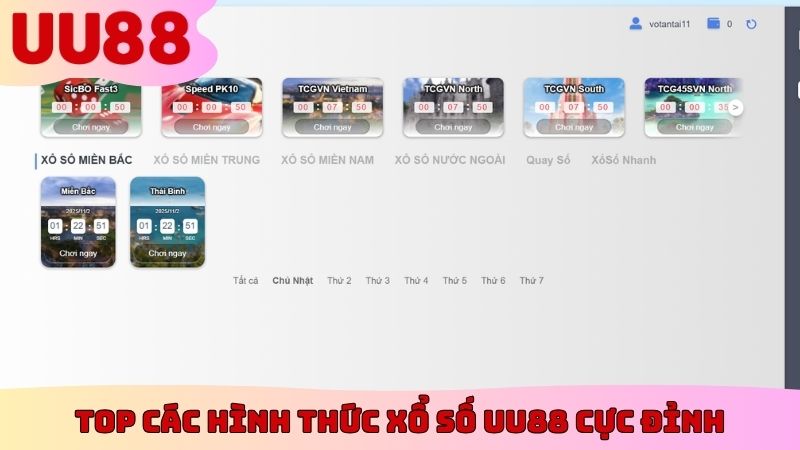 Top các hình thức xổ số UU88 cực đỉnh